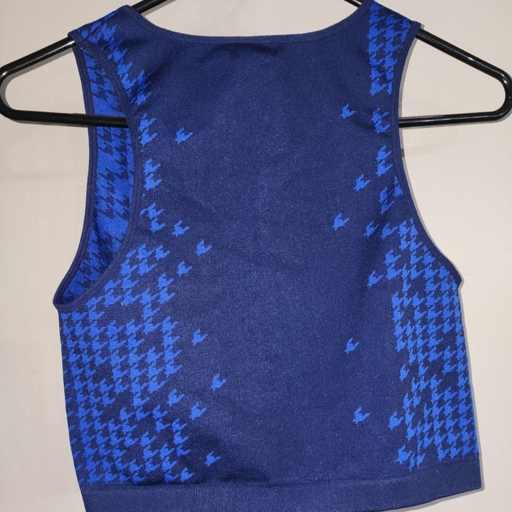 Fabletics Navy and Light Blue Patterned Tank